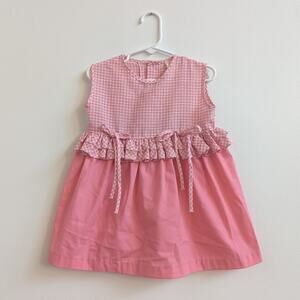 Vtg Patricia Ann Dress Girls Sz 2-3 Pink Gingham Preppy Classic